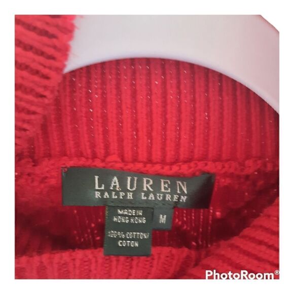 VTG LAUREN RALPH LAUREN Cotton Shawl Neck Fisherman Sweater Jumper  - Picture 2 of 5